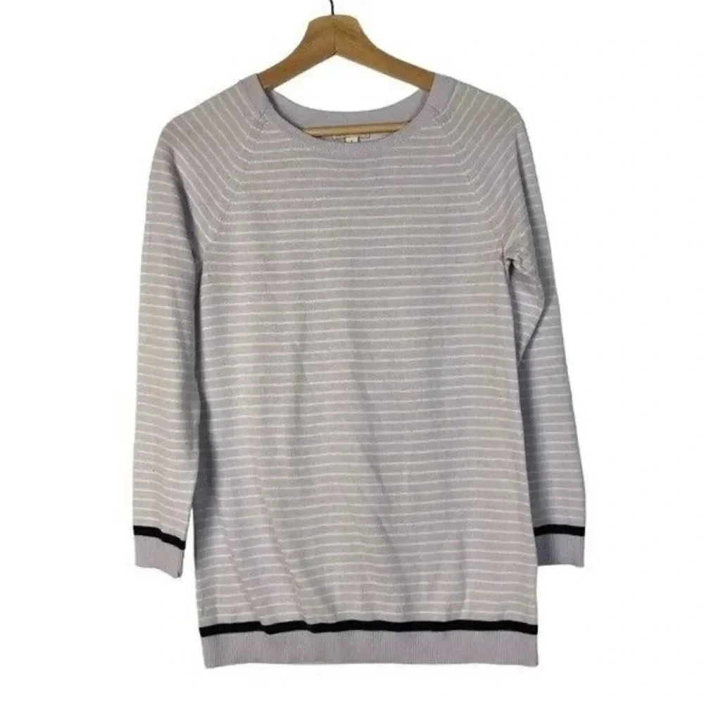 Gap Maternity Lilac Purple Stripe Crewneck Sweater S